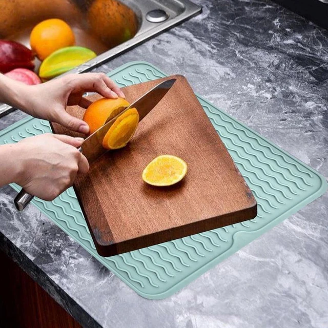 Silicone Dish Drying Mat, Flexible Rubber Dish Draining Mat Eco-friendly  Heat Resistant Silicone pad Foldable Sink Mats Counter Top Mat for Dishes