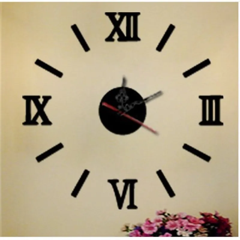 Wall Clock Wall Clock Sticker DIY Quartz Clocks sticker 3D wall clock Roman numeral mirror acrylic home wall Self Adhesive Hanging Watch decoration sticker