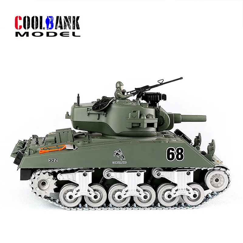 COOLBANK 1/18 2.4G RC Tank US. M4A3 Infrared Remote Control Main Battle Tank Model, WWII Tank RC Military Vehicle Model For Boys 2