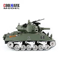 COOLBANK 1/18 2.4G RC Tank US. M4A3 Infrared Remote Control Main Battle Tank Model, WWII Tank RC Military Vehicle Model For Boys 2