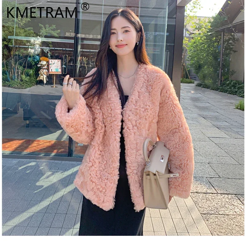 

Brand Top Quality Tuscany Sheep Fur Jacket for Women 2023 Luxury Real Fur Coat V-neck Genuine Leather Fur Jackets Abrigo Mujer