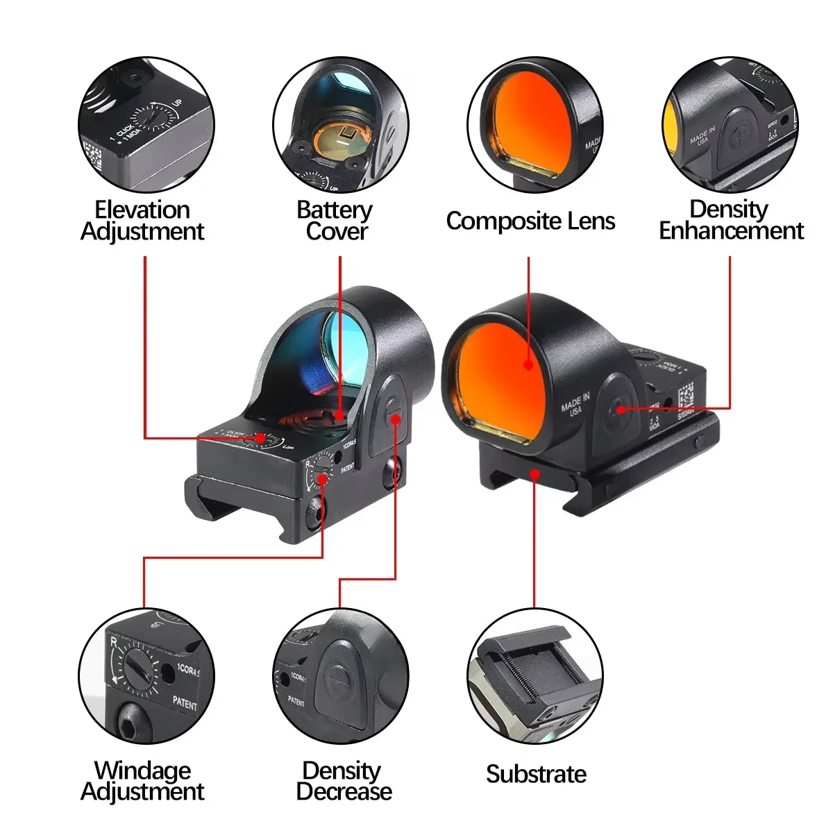 Red dot sight mini red dot sight collimator rifle reflex tactical optic scope fit 20mm rail mount pistol airsoft weapons