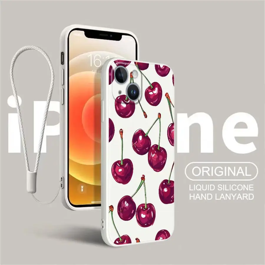 Charming Cherry Pattern Soft Cover Phone Case