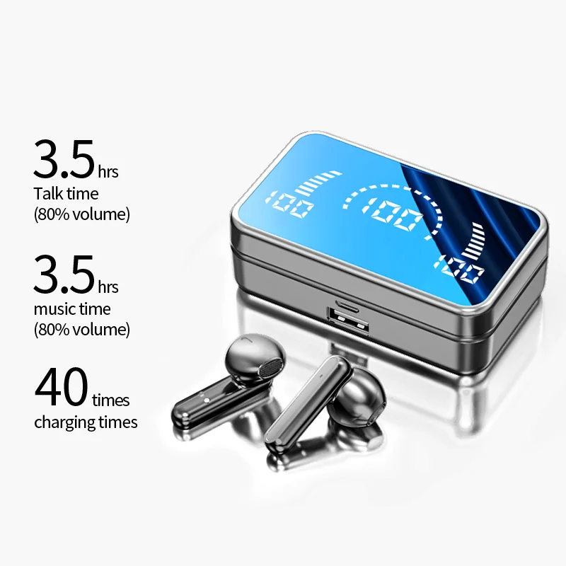 S20 Audifonos Bluetooth V5.2 Gaming In-ear Headphones Earphone Mirror Wireless Headsets Digital Display Hot sale S20 TWS Earbuds 3
