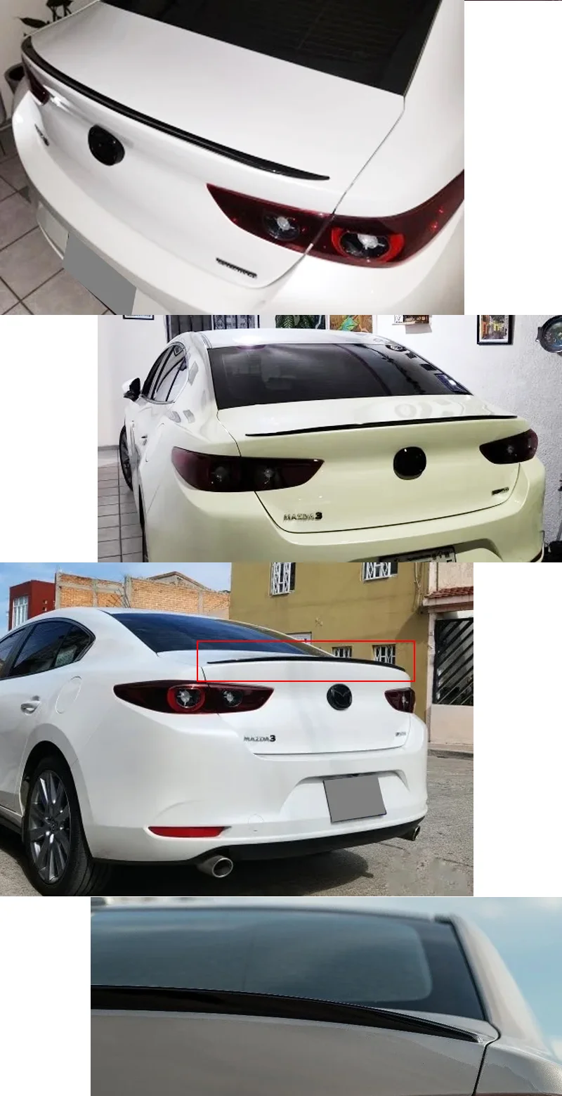 Für Mazda3 Zubehör 2,5 Turbo AWD Limousine 2019+ Auto Heckspoiler Flügel Kofferraum Lippe Glänzend Schwarz Gummi – Detail 2