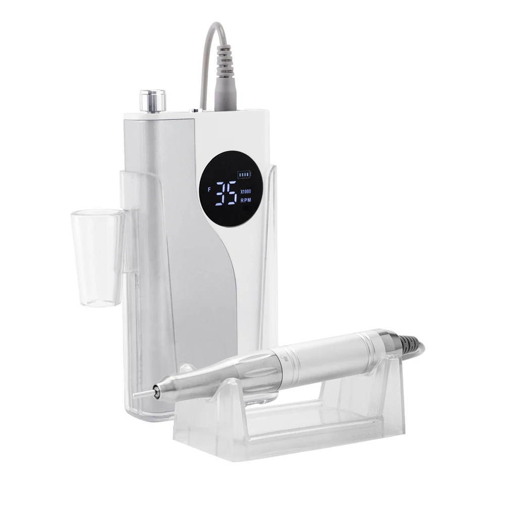 65w Coreless Motor Nail Drill 35000RPM Machine Rechargeable Powerful Cordless Efile Moving-coil LCD Display Lightweight Battery 5