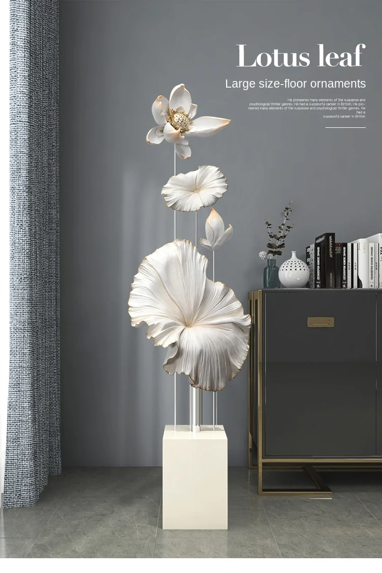 Lotus Rhyme Sculpture Decoration Living Room Large Floor Decoration Statue New Chinese Light Luxury Home Decor Housewarming Gift