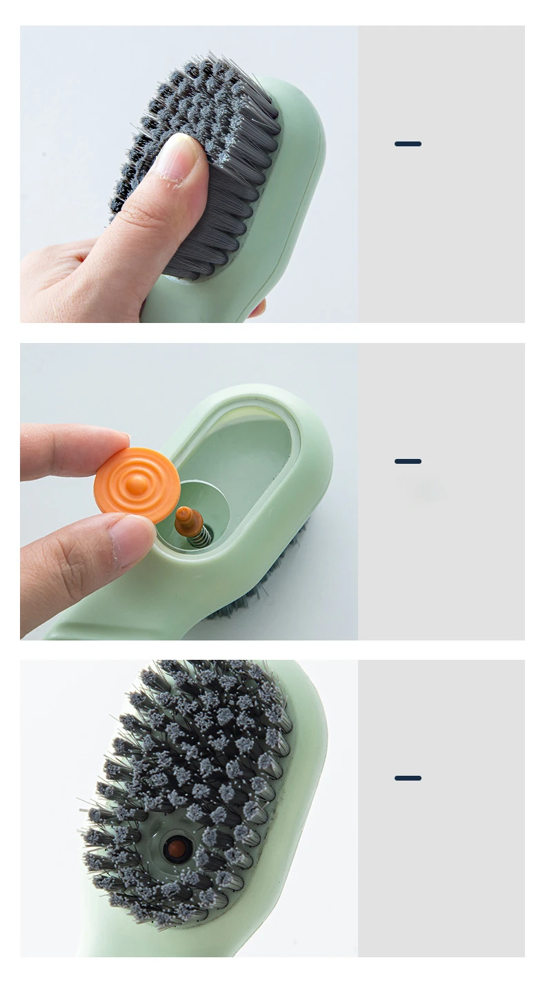 Multifunctional Soap Liquid Dispenser Brush With Handle Shoe Cleaning Laundry Brush Scrub Cleaning Soft Bristle Cleaning Brushes For Clothes And Shoes Household Use For Bathroom And Kitchen