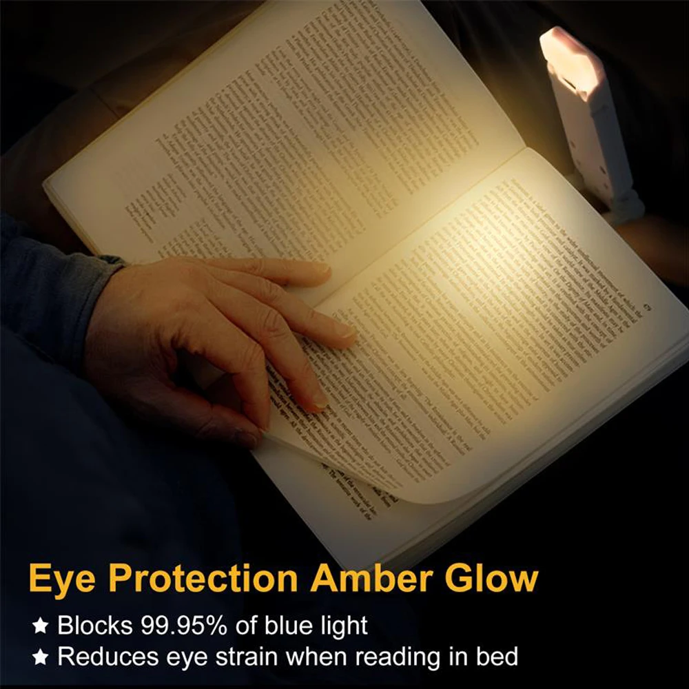 led light book light mini led light USB Rechargeable Book Light Brightness Adjustable for Eye-Protection LED Clip on Portable Bookmark Light for Reading in Bed Car
