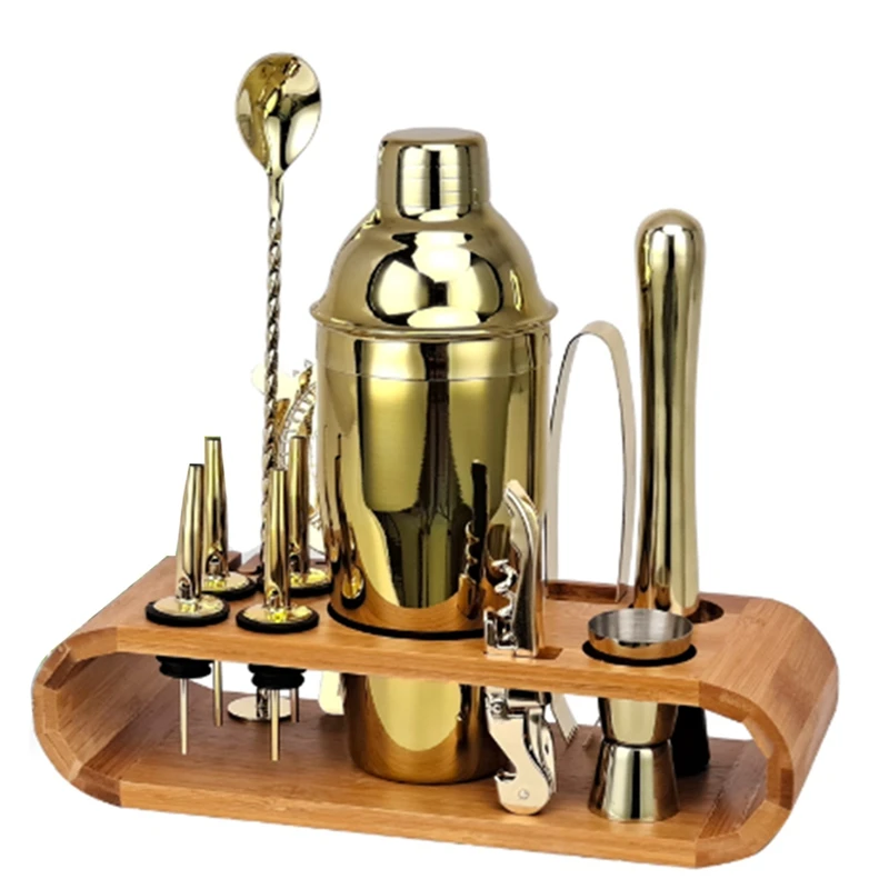 Cocktail Bar Set Mixology Bartender Kit: Set Di Attrezzi Da Bar Da 12 Pezzi Con Elegante Supporto In Bambù