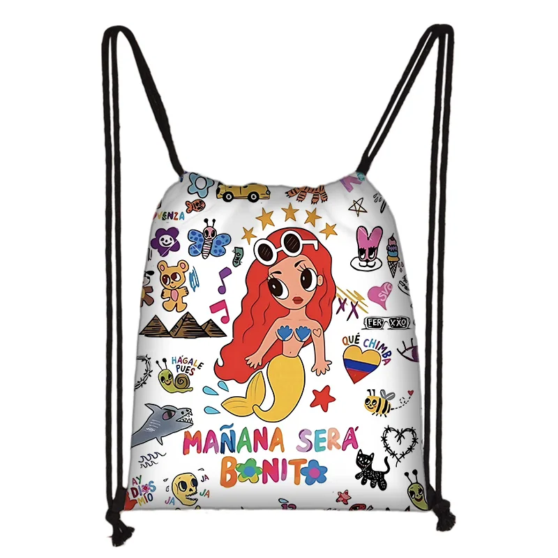 Cartoon Child Printed Drawstring for Karol G Manana Sera Bonito Shopping Bag Men Women Football Sports Gym Storage Yoga Backpack 3