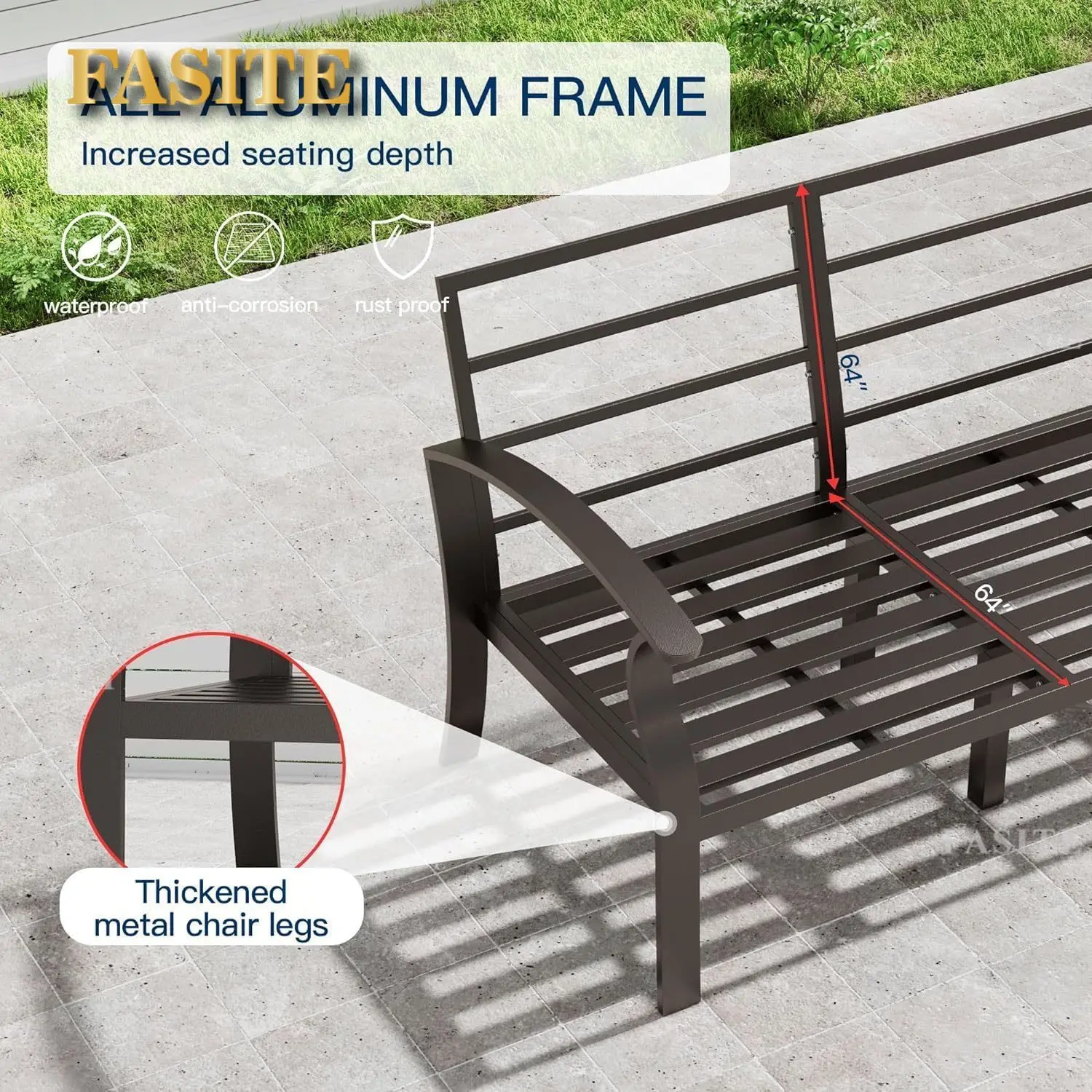 Aluminum Patio Furniture Set, 8 Pieces 9 Seat Metal Outdoor Furniture with 45 Propane Gas Fire Pit & Swivel, Sand