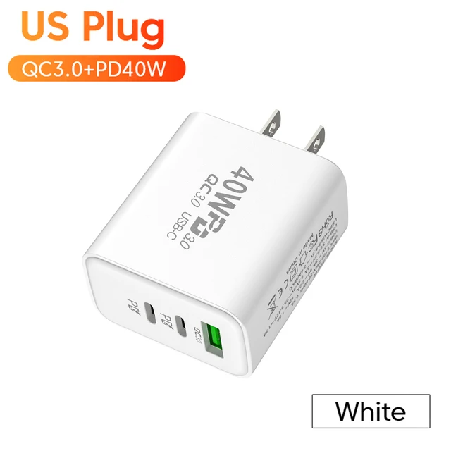 PD 60W 빠른 USB 충전 충전기 3 포트 iPhone 14 13 용 EU/US 플러그 벽 충전기 어댑터 Xiaomi Huawei Samsung USB C 전화 충전기