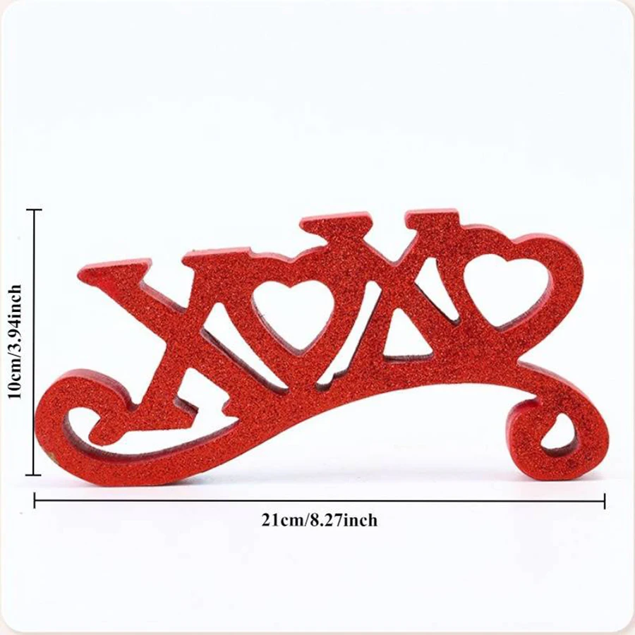 1 Piece of Romantic Valentine's Day Wooden Red Letter Desktop Ornament for Engagement, Wedding, Festival Decoration, Bedroom, Living Room, Coffee Table, Entryway Decoration