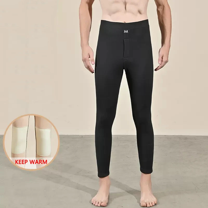 New Winter Warm Thermal Underwear Bottoms Men Leggings Thermos Pants Male Wool Thick Underwear Trousers Men's Warm Knee Pants kneepad warm old cold legs male and female joint knee inflammation cool leggings middle adult aged spring summer thin sect