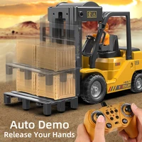 RC Forklift 1/10 Ratio Metal Carrier Board 2.4GHz 10 Channel RC Construction Engineering Lifting Toy Warehouse Truck Vehicle 2