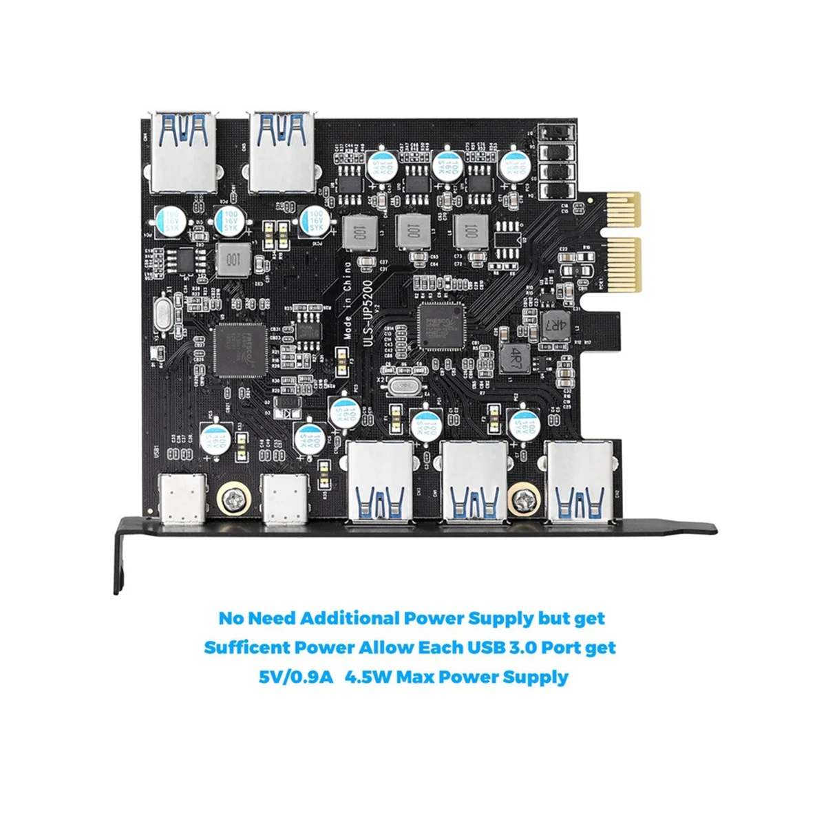7-Port PCI-E to Type C (2), with 2 Rear USB 3.0 Ports PCI Express Card Desktop PC PCI-E to USB 3.0 Expansion Card