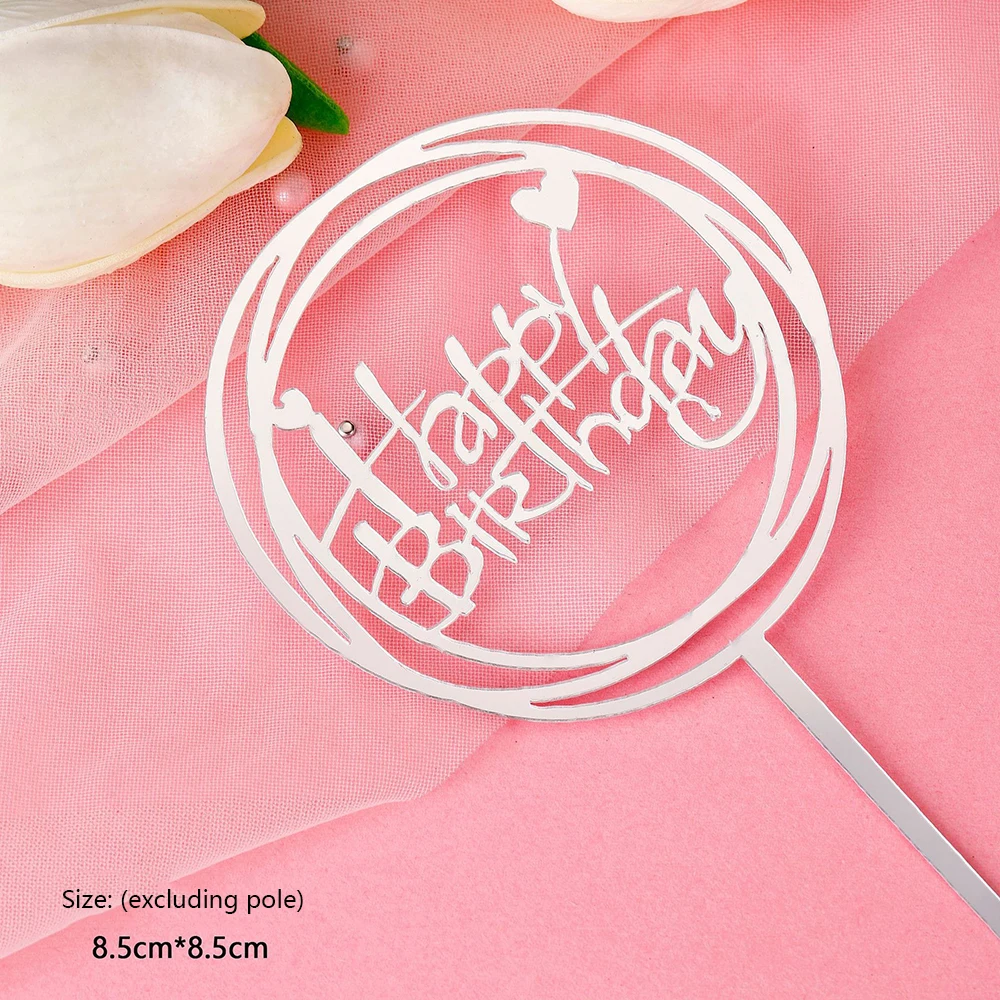 Cake Topper 10pcs Happy Birthday Cake Topper Acrylic Gold Mirror Cupcake Topper for Kids Birthday Party Cake Dessert Decorations Baby Shower