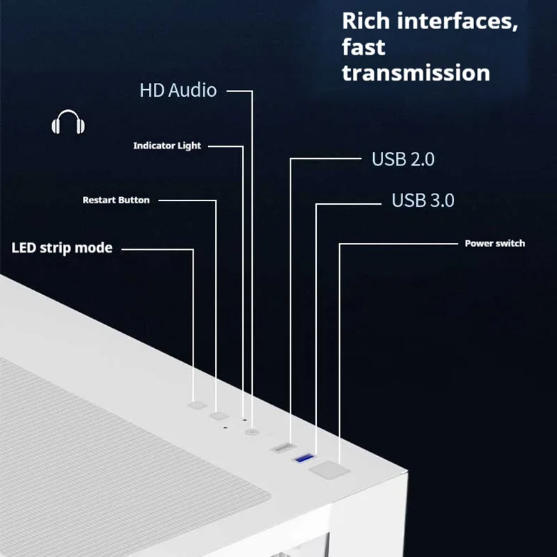 WJCOOLMAN 드리머 미니 PC 케이스 M-ATX 삼면 유리 바다 전망 룸 240 수냉 쿨러 데스크탑 컴퓨터 케이스 게이머용 케이스