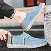 Spring Summer Blue Men's Casual Boat Shoes Lightweight Slip-on Driving Shoes Men Low-cut Breathable Canvas Men Shoes Loafers 2
