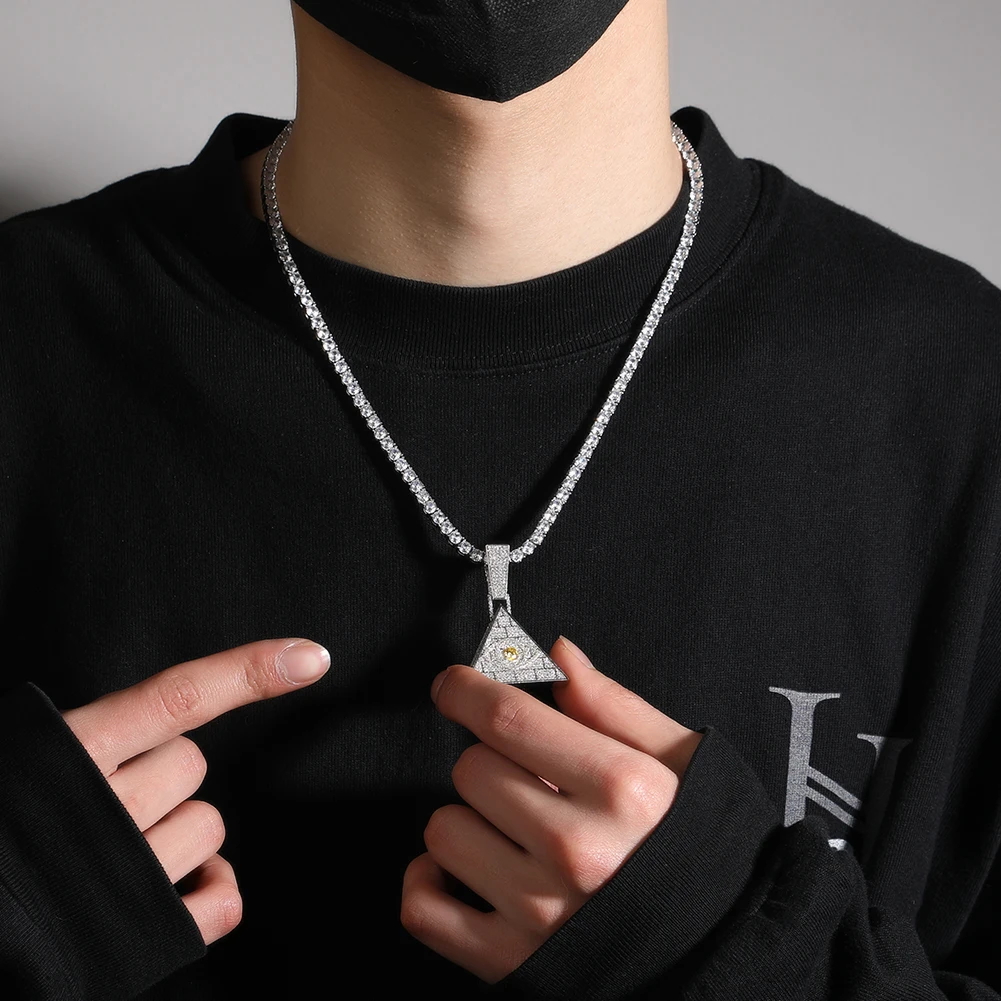 THE BLING KING Pyramid Horus Eyes Pendant Necklace Twist