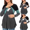 Maternity Nursing T Shirt Pregnant Womens Long Sleeve Patchwork Nursed Tops Blouse For Breastfeeding Pregnancy Clothes Pullover 1
