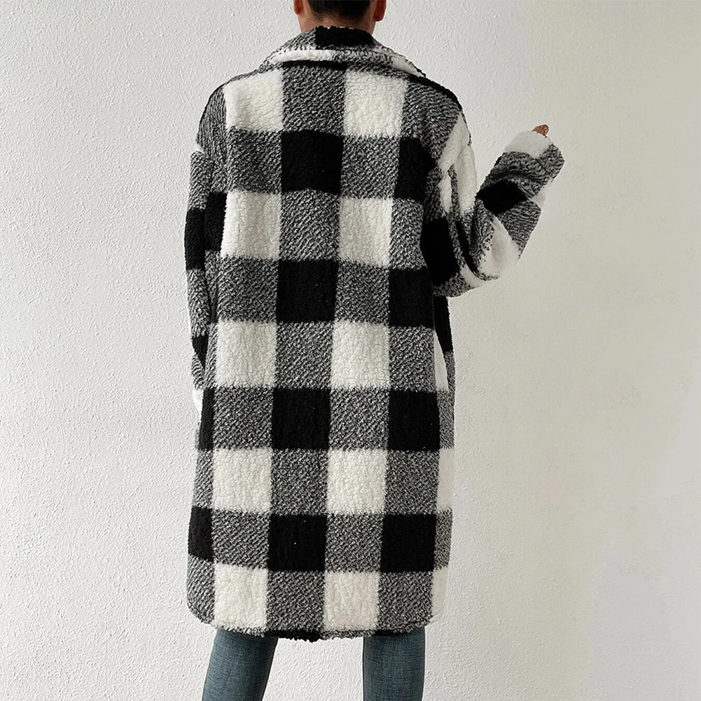 

Outwear Jacket Ladies Winter Warm Outwear Plaid Long Jacket Shacket Cardigan Womens Tartan Check Jacket Brand New