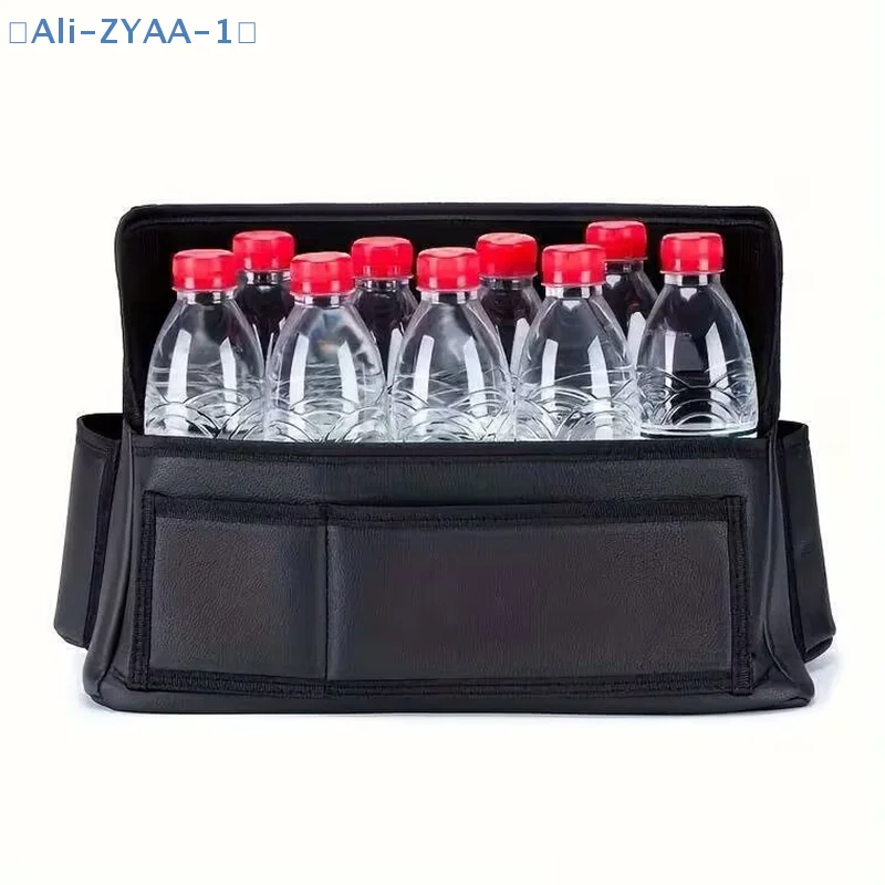 【ZYAA-1】컵 홀더, 사이드 포켓, 전면 수납 공간이 있는 내구성이 뛰어난 PU 가죽 자동차 시트 수납 가방 1개.