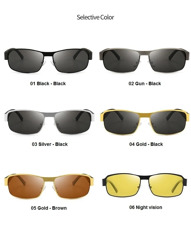 Luxury Men's Polarized Sunglasses Men Driving Fishing Designer Sun Glasses For Man Metal Vintage Goggles Shades Anti-glare UV400