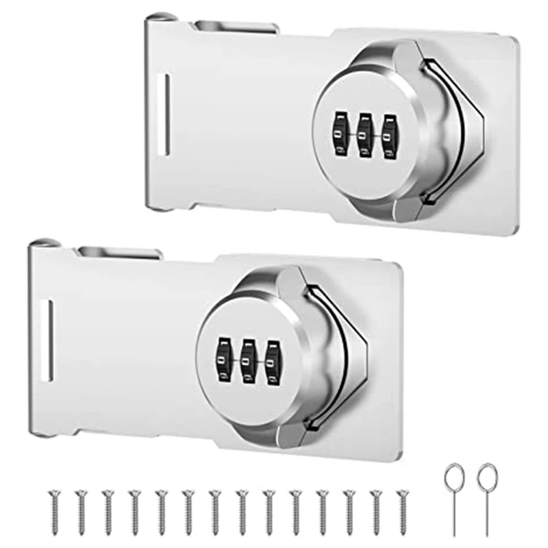 

2 PCS Anti-Theft Password Lock Clothes Locker Double Door Buckle Push-Pull Belt Lock Card Drawer Lock