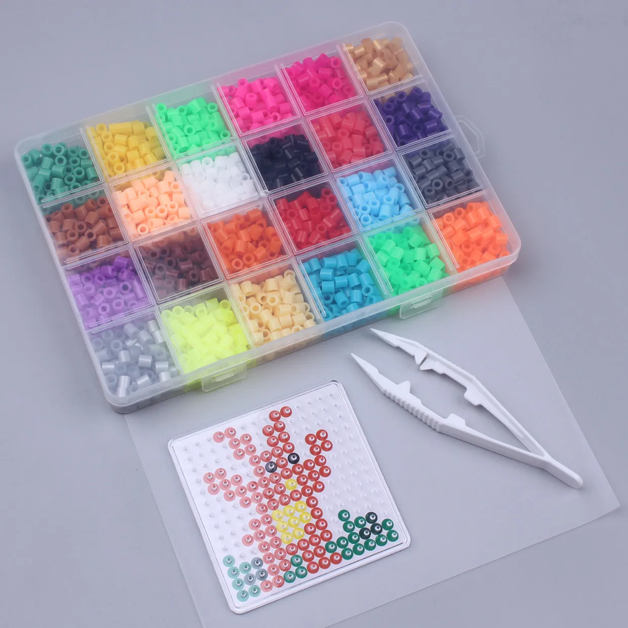 

5mm Fuse Beads Set 24 Grid Boxed Fuse Beads Set Template Tweezers Ironing Paper DIY Arts And Crafts Puzzle Creative Artwork Toy