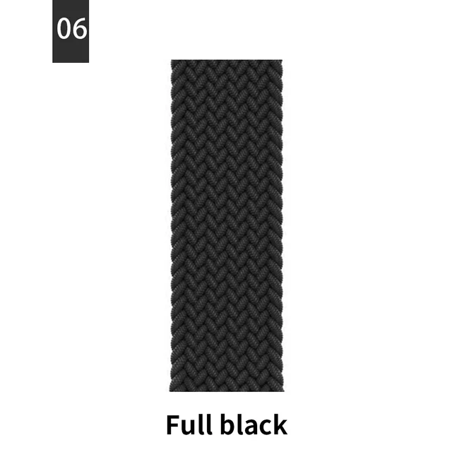 Braided Solo Loop For Apple Watch Band Se 76543 40mm 44mm Elastic Bracelet Strap on Smart Series 38mm 42mm 41mm 45mm Accessories 6 Full black