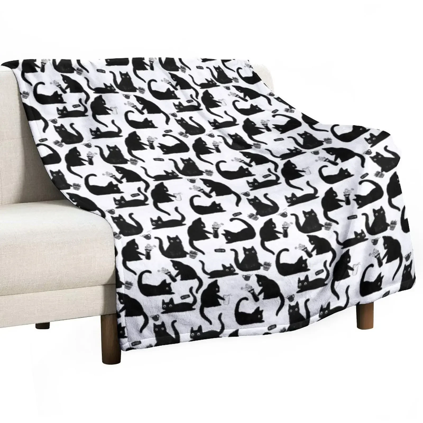 

Bad Cats Knocking Stuff Over Throw Blanket Loose Decorative Beds Large Blankets