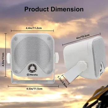 Herdio 4'' 4PCS Bluetooth Golf Cart Speakers 240W Waterproof Marine Speakers For Outdoor Boat ATV UTV Jeep Courtyard Powersports 4