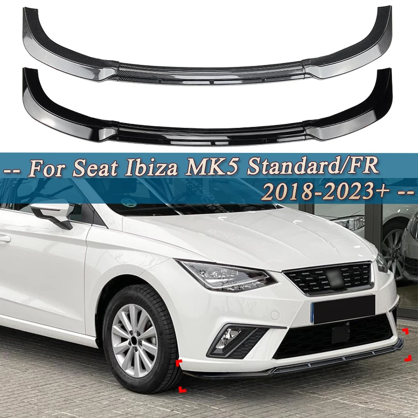 

Комплект спойлера для переднего бампера, сплиттер для губ для Seat Ibiza MK5 Standard/FR 2018-2023 + сплиттер для переднего бампера, диффузор, крышка спойлера