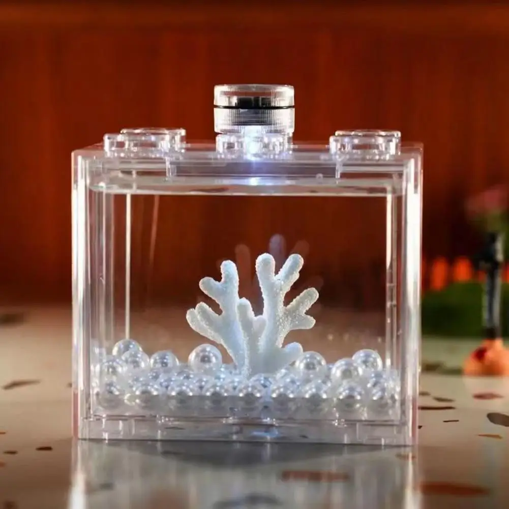 Fish Tank Cute Smooth Surface Creative 6 Ventilation Holes Mini Aquarium Visible Stackable Desktop Fish Pond Home Decor
