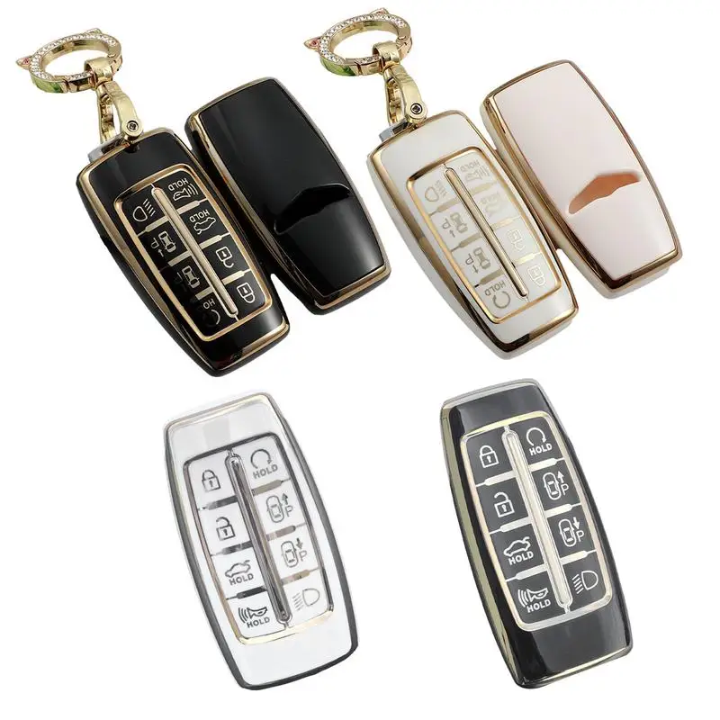 6 Button Hold Key Tpu Car Key Case Cover For Hyundai Genesis Gv70 Gv80 Gv90  2020 2021 2022 Fob Holder Ring Leather Keychain - Key Case For Car -  AliExpress