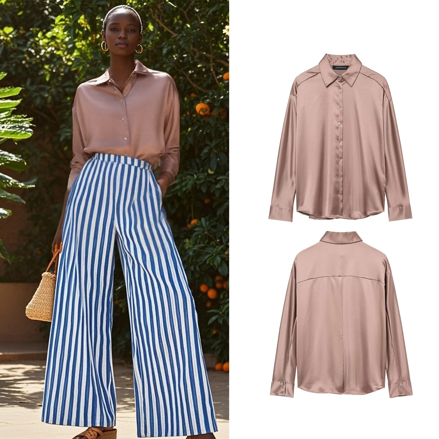 Women's Elegant Satin Shirts Spring Autumn New Female Single-Breasted Lapel Full Sleeve Shirt Lady Fashion Ol Solid Blouse