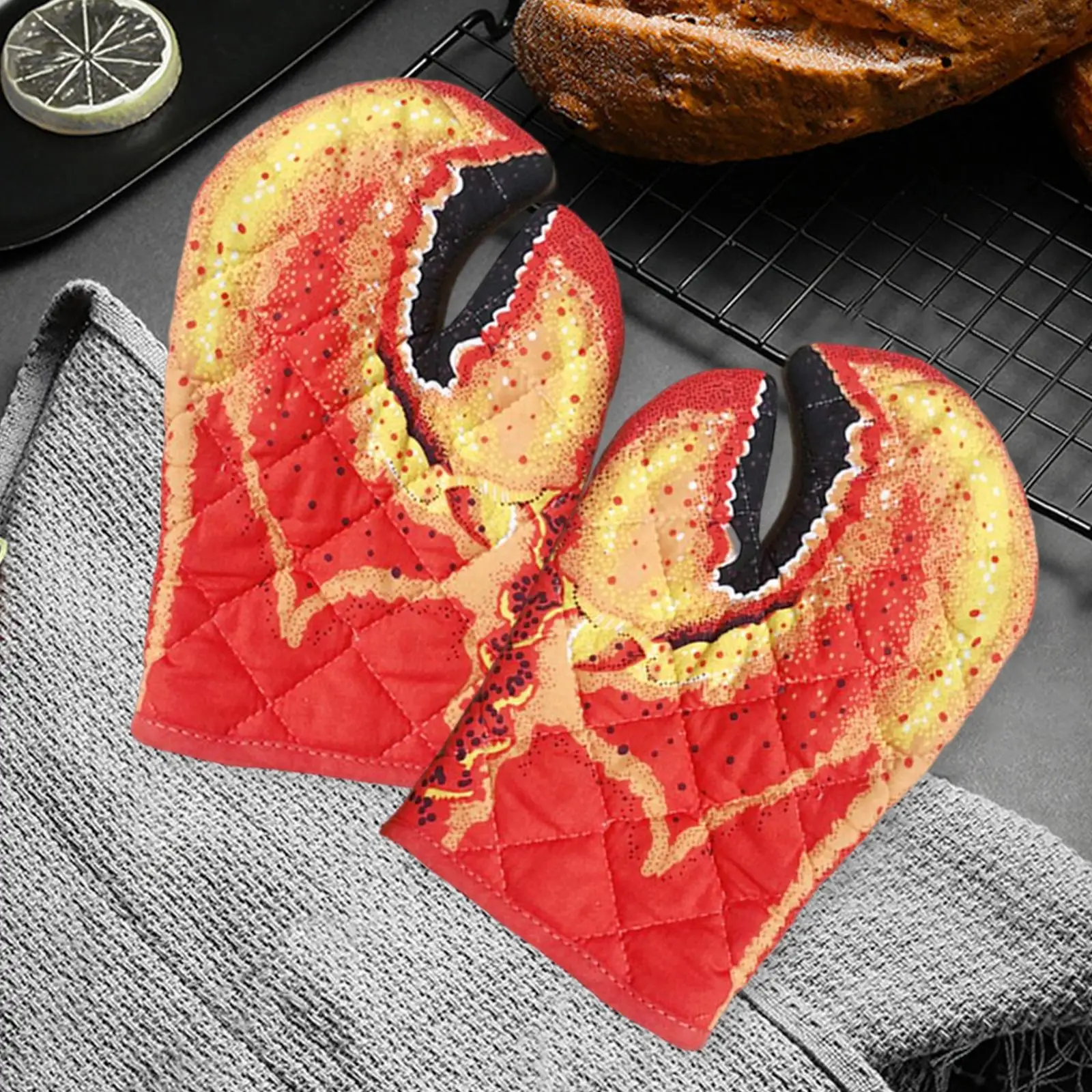 Lobster Claw Oven Mitts Heat Resistant for Oven Cooking Cotton Lining for Baking Cooking BBQ Grilling silicone oven mitts kitchen gloves silicone oven gloves cotton pot holders silicone oven protector