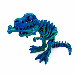 Articulated T - Rex Skeleton Dinosaur Toy with Bone Accessories, Multi - Color Gradient, Festive Gift Edition (Green Large T Rex)