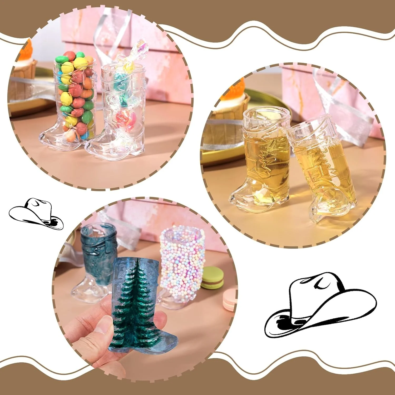 Shot Glasses-1 Oz Mini Plastic Cowboy Shot Glasses Boot Cups for Cowboy Theme Parties Decorations, Bachelor