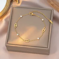 Ensemble de chaînes de col en titane et acier pour femmes, style français minimaliste, diamant blanc, nez de cochon, exquis, simple, polyvalent, haut de gamme 2