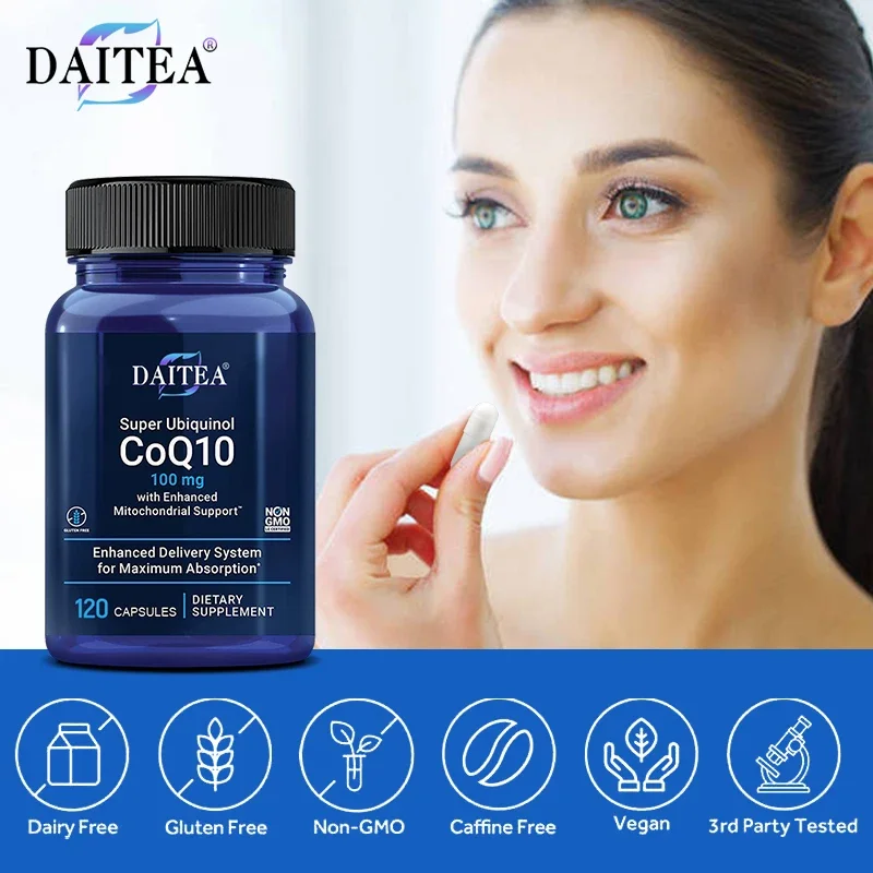 Super Ubiquinol CoQ10 Mitochondrial-Heart Healthy & Anti-Aging Cardiovascular & Energy Supplement-Gluten Free Non-GMO coq10 capsules