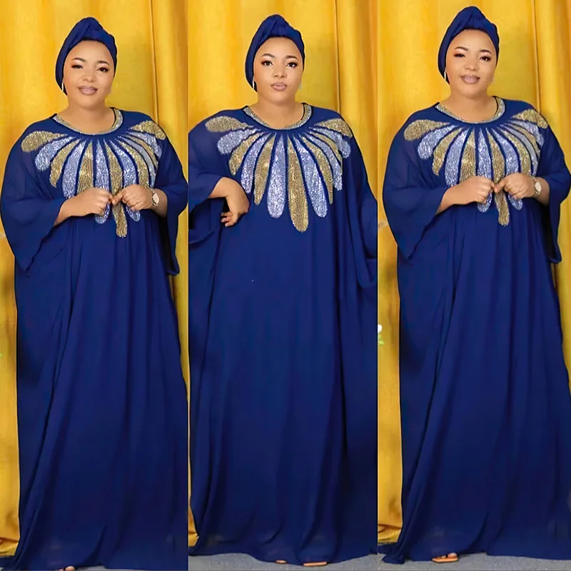 

2024 New African Dresses for Women Diamonds Loose Morocco Kaftan Dubai Abaya Muslim Dress Boubou Robe Gown Ankara Dashiki Caftan