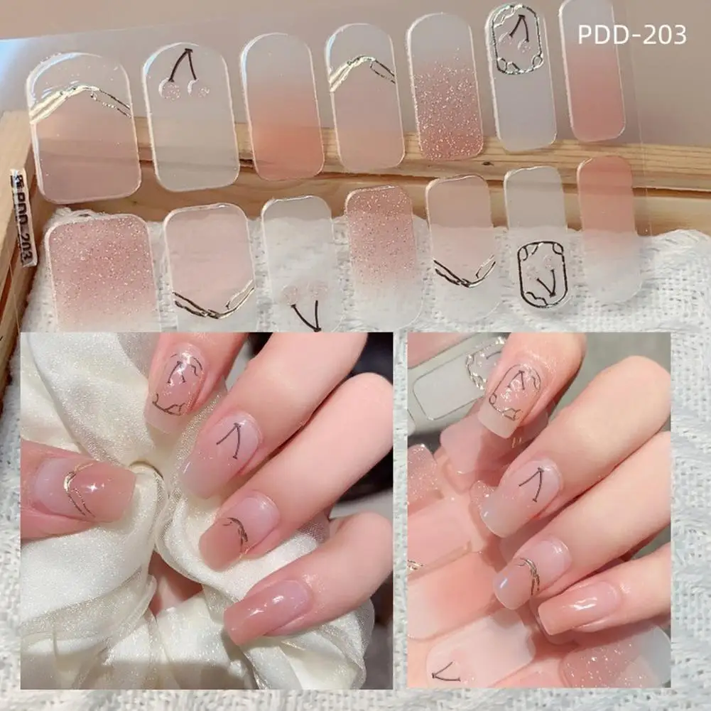 Nail Stickers Semi Cured u&ntilde;as gel Nail Strip Sticker Gel Wraps Cured Waterproof Polish Gel Decals Lamp P2K3
