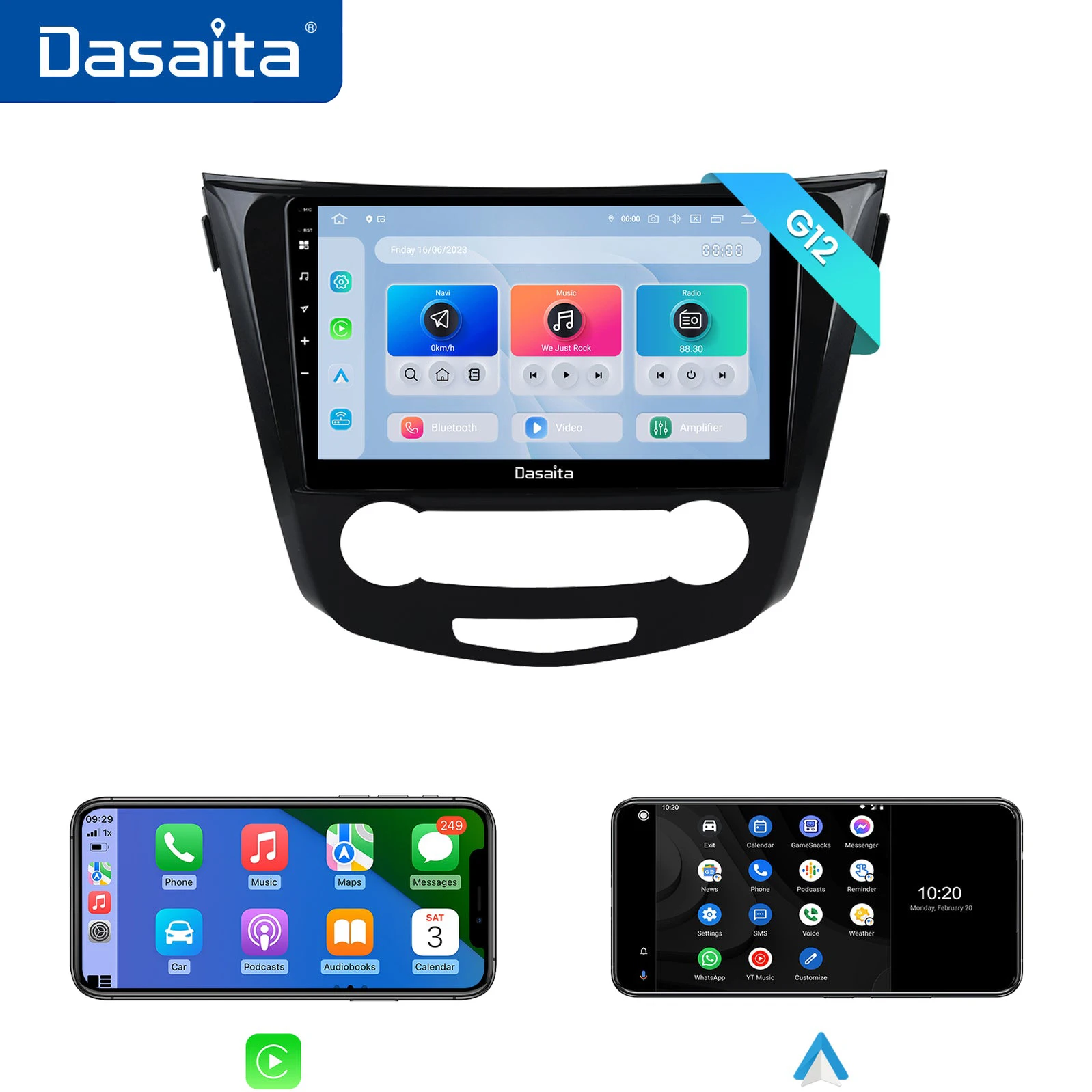 

Dasaita for Nissan Qashqai Rogue 2014 2015 2016 2017 2018 Qualcomm 10.2" Screen Carplay Android Auto Radio Android Car Stereo
