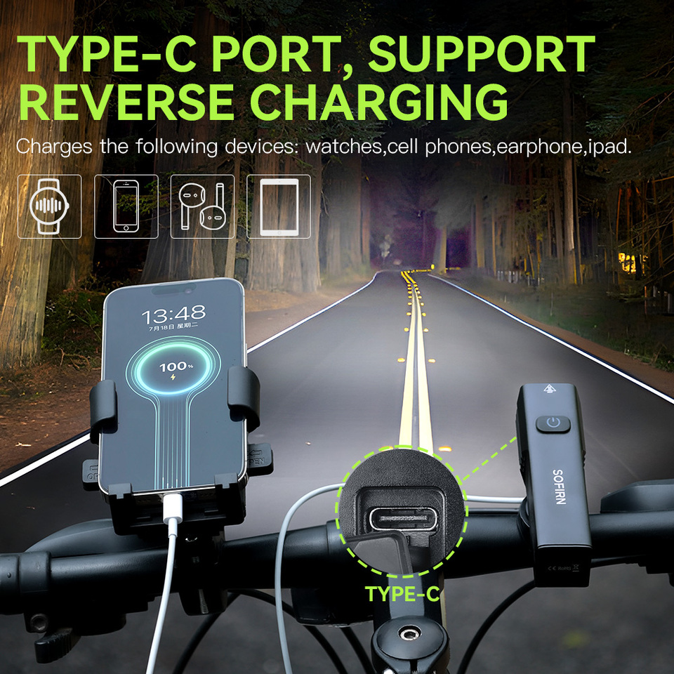 Sofirn BS01 2000LM Bicycle Light 5000mAh Battery Flashlight USB Charging Brightness Adjustment MTB Light IP65 Waterproof