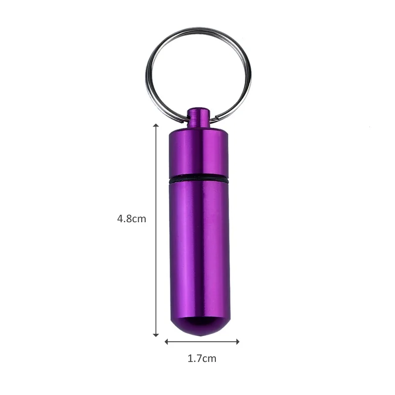 Portable Aluminum Alloy Waterproof Pill Medicine Storage Case keychain tool pill box tactical first aid accessories Holder Container Capsule First Aid Key Ring Keychain Outdoor Tool