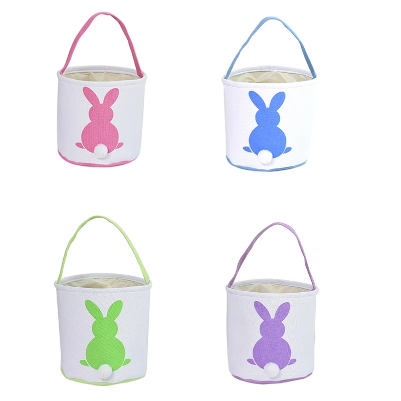 

Пасхальные корзины с кроликом, милые персонализированные холщовые хлопковые сумки-тоуты, корзина для пасхальных фотографий, подарок