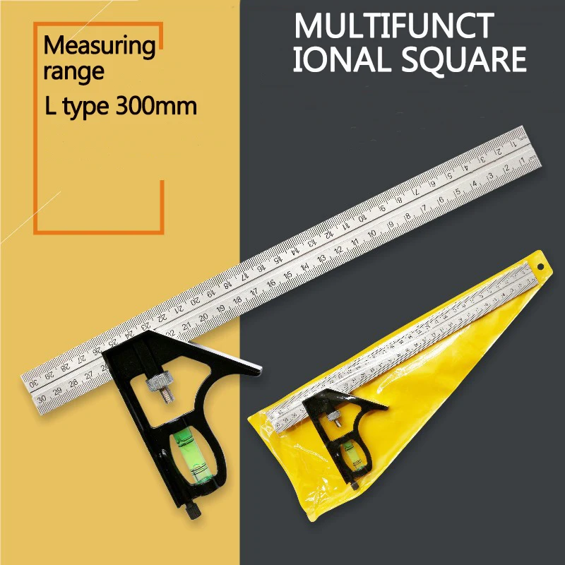 

Steel ruler multifunctional combination angle ruler horizontal movable angle ruler right angle corner ruler 300mm